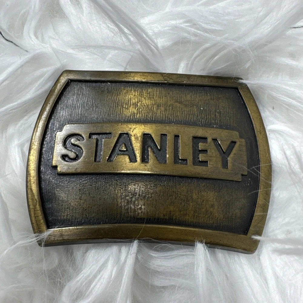Vintage 1978 Stanley Works Tool Advertising Brass Belt Buckle MADE IN USA‎ Rare